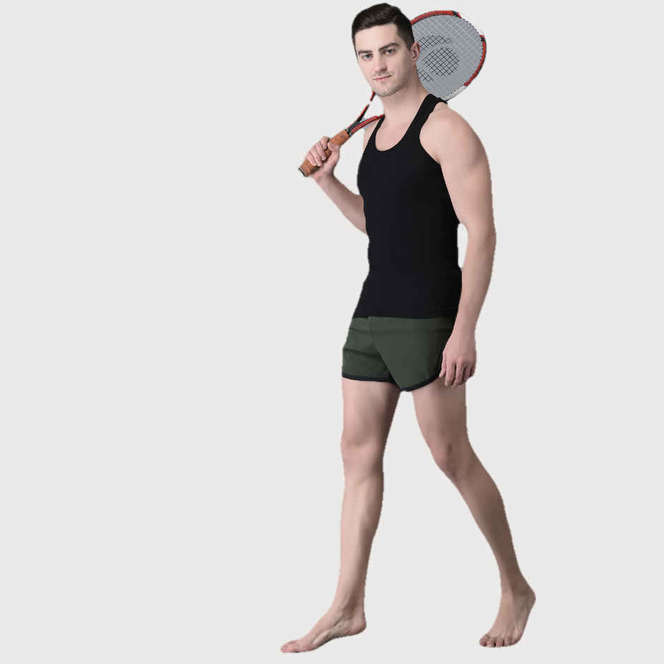 Dollar Bigboss Men's Black Solid Combed Cotton Vest | Pack Of 2 - Black - L