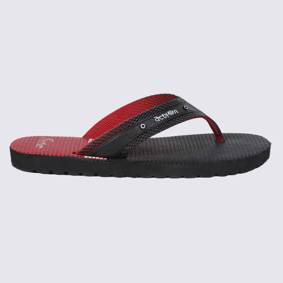 Action Men's Gfl-3804 Slippers | Evening Walk | Bathroom | Room Slippers | Black and Red - UK 7