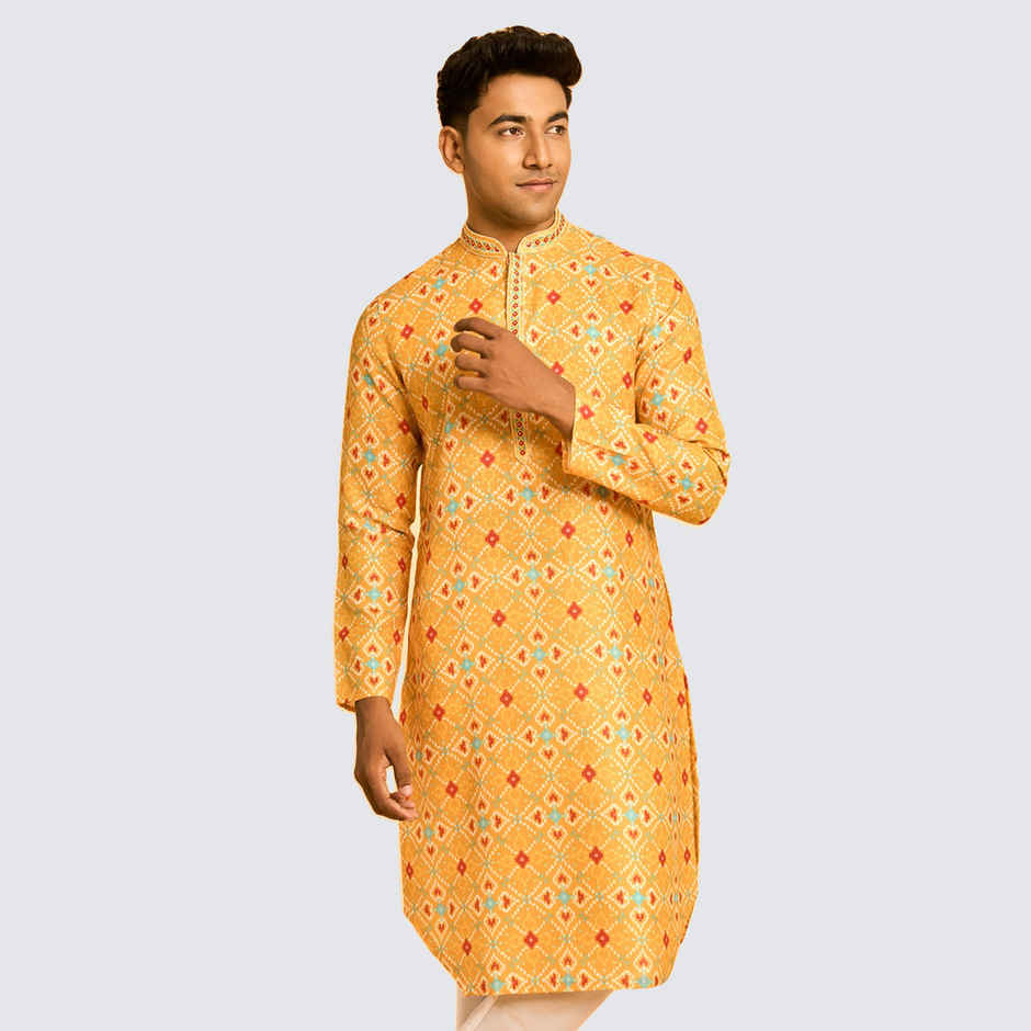 Diwas By Mayavar Men's Majestic Kurta | Mustard - XL