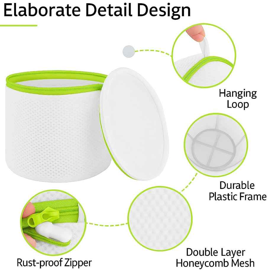 Perpetual Cylindrical Mesh Bra Wash Bags For Lingerie And Delicates | White