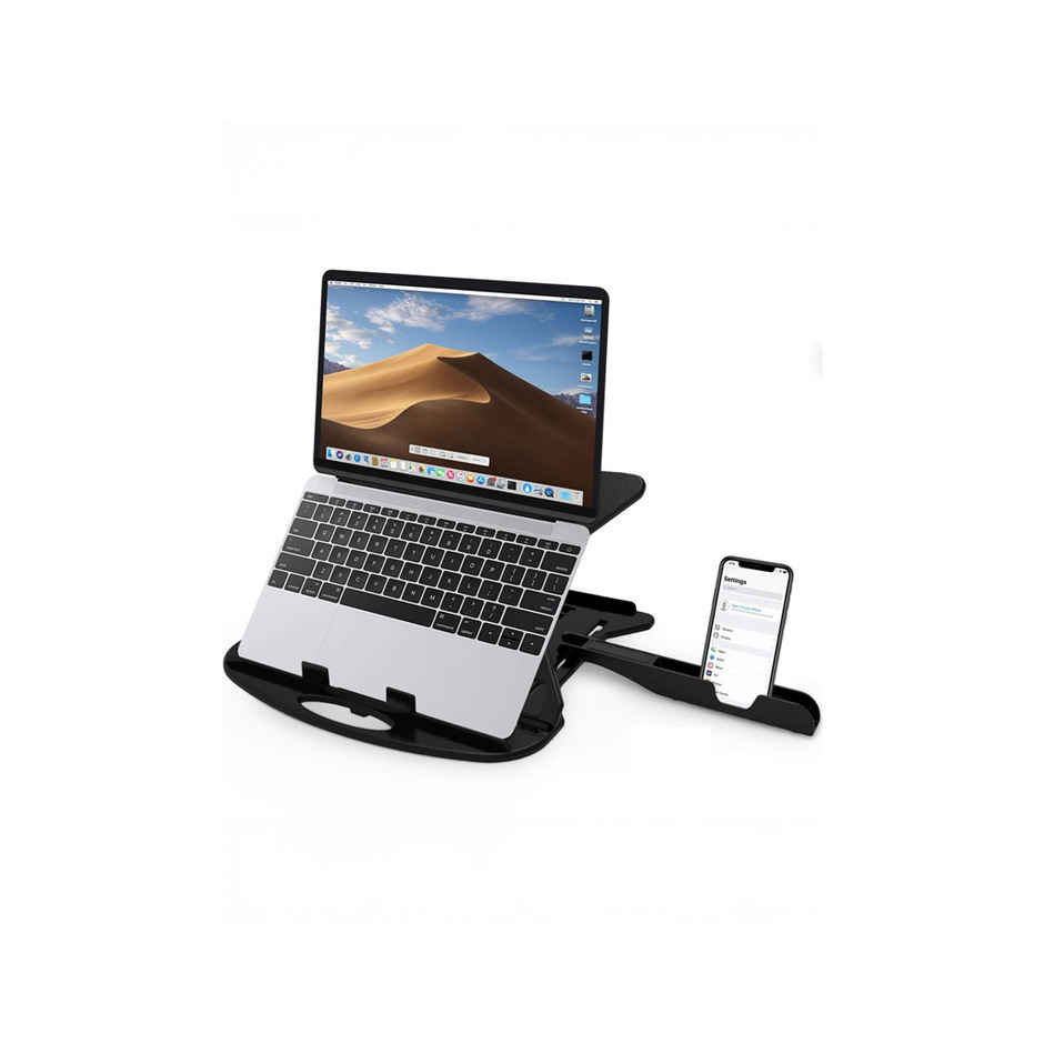 Striff Adjustable Laptop Tabletop Stand Patented Riser Ventilated Portable Foldable (Black