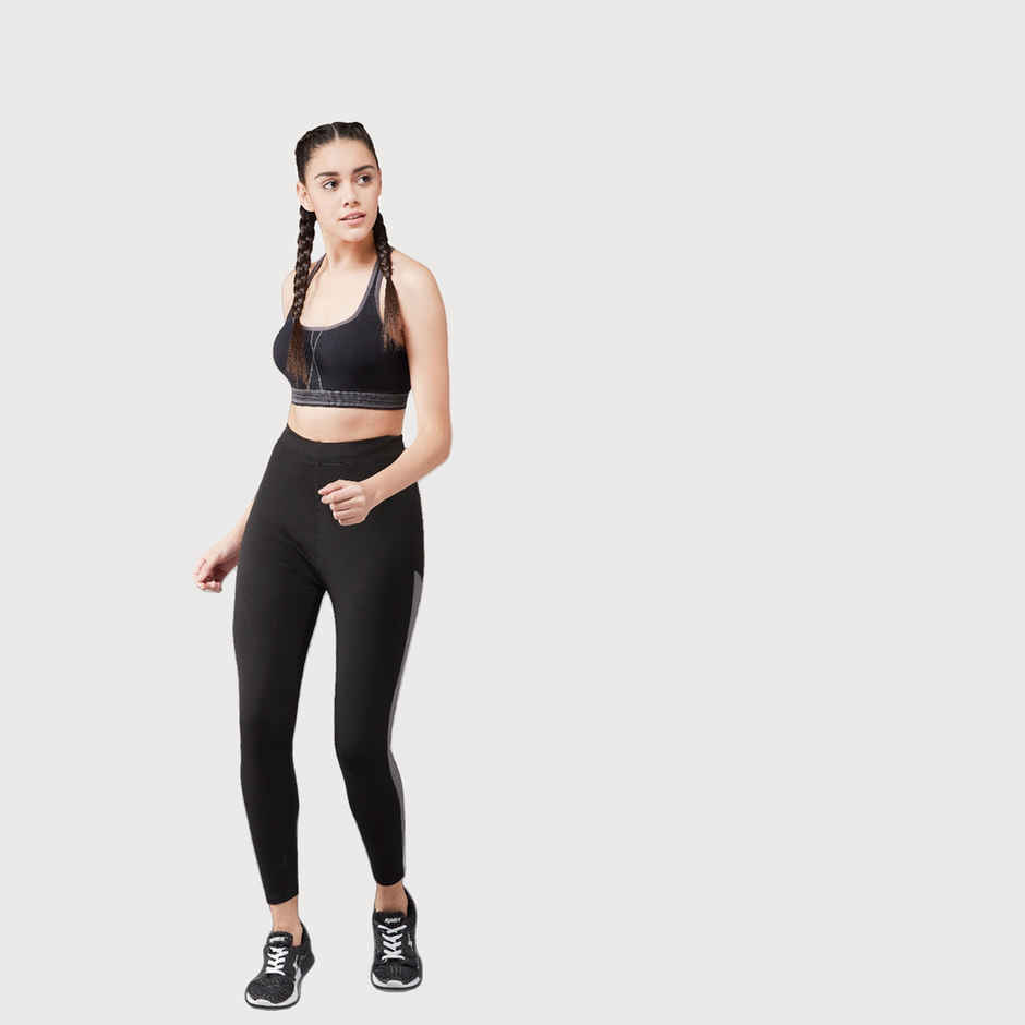 Blinkin Women's Gym Tights & Pants - Black | Grey | Active Wear | Yoga Pants | L