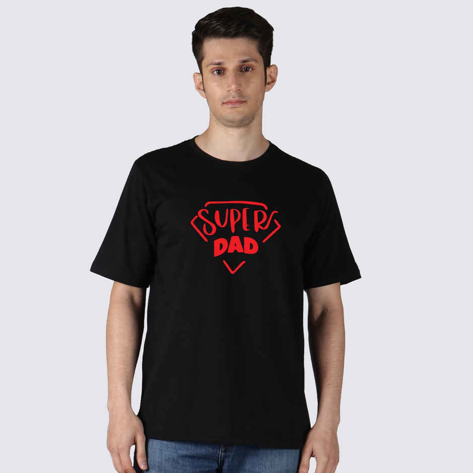 Inkfested Men's Super Dad Round Neck T-shirt | Black - L