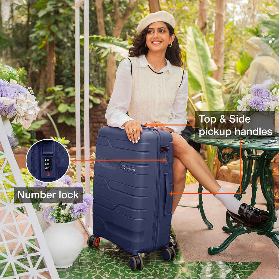 Nasher Miles Paris Check-In Hardside Polypropylene 28 Inch-75 cm Trolley Bag- Navy Blue