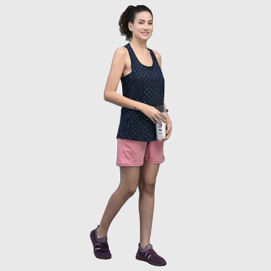 Dollar Women's Printed Premium Cotton Racer Back | Navy | S