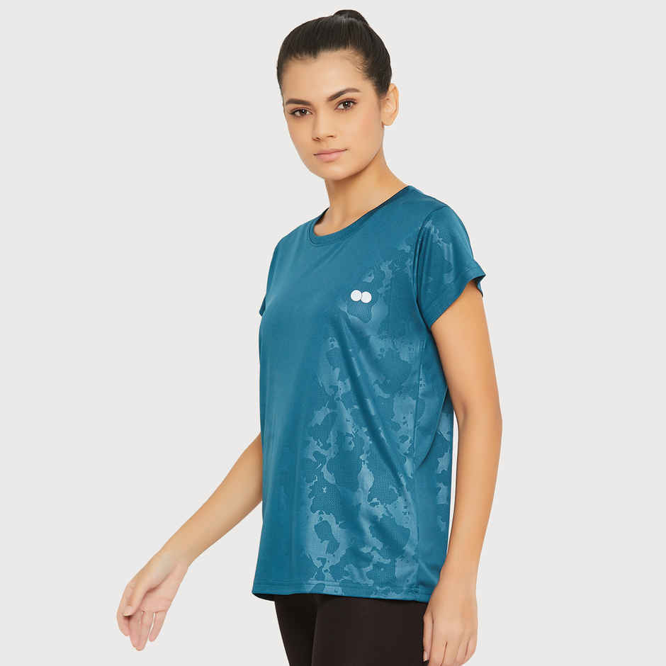 Clovia Active Printed T-Shirt | Blue | XL