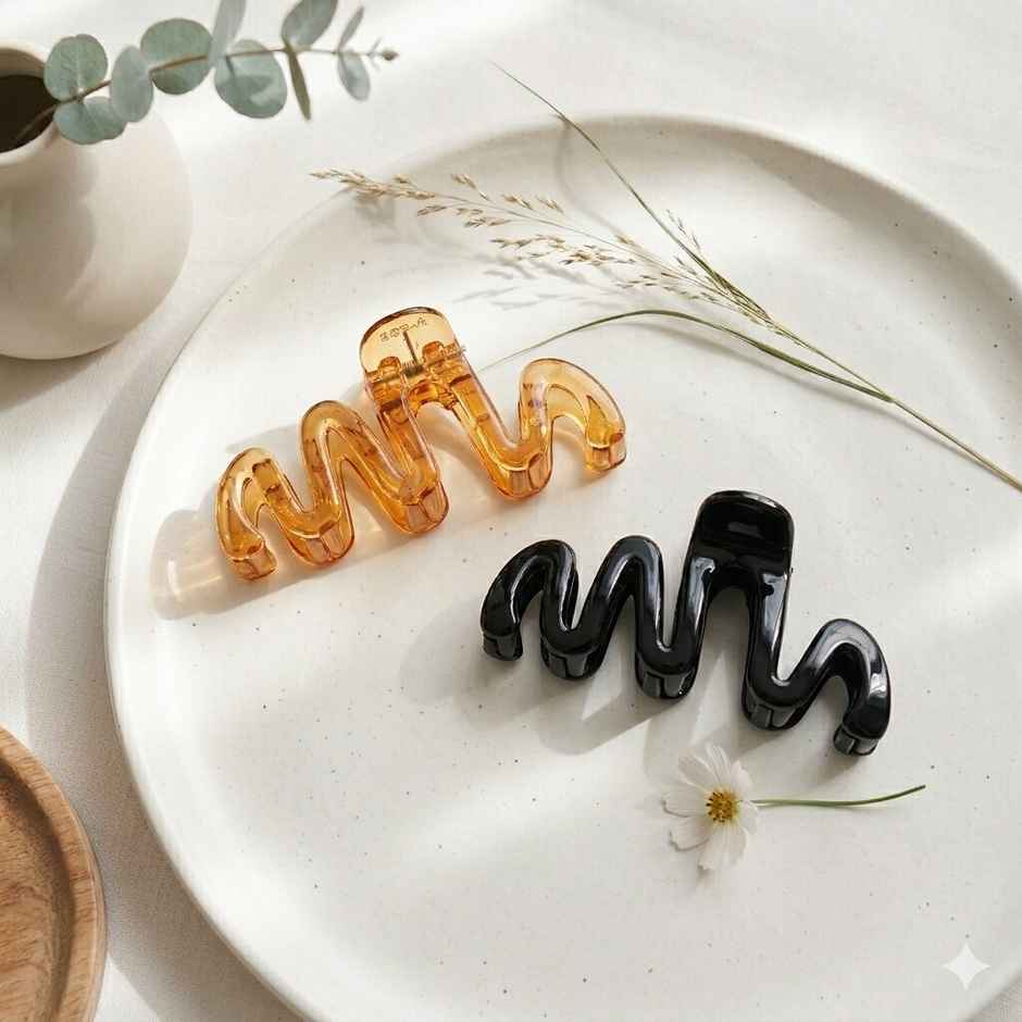 Zig Zag Claw Clip Mediumfor Girls and Women - Black and Brown