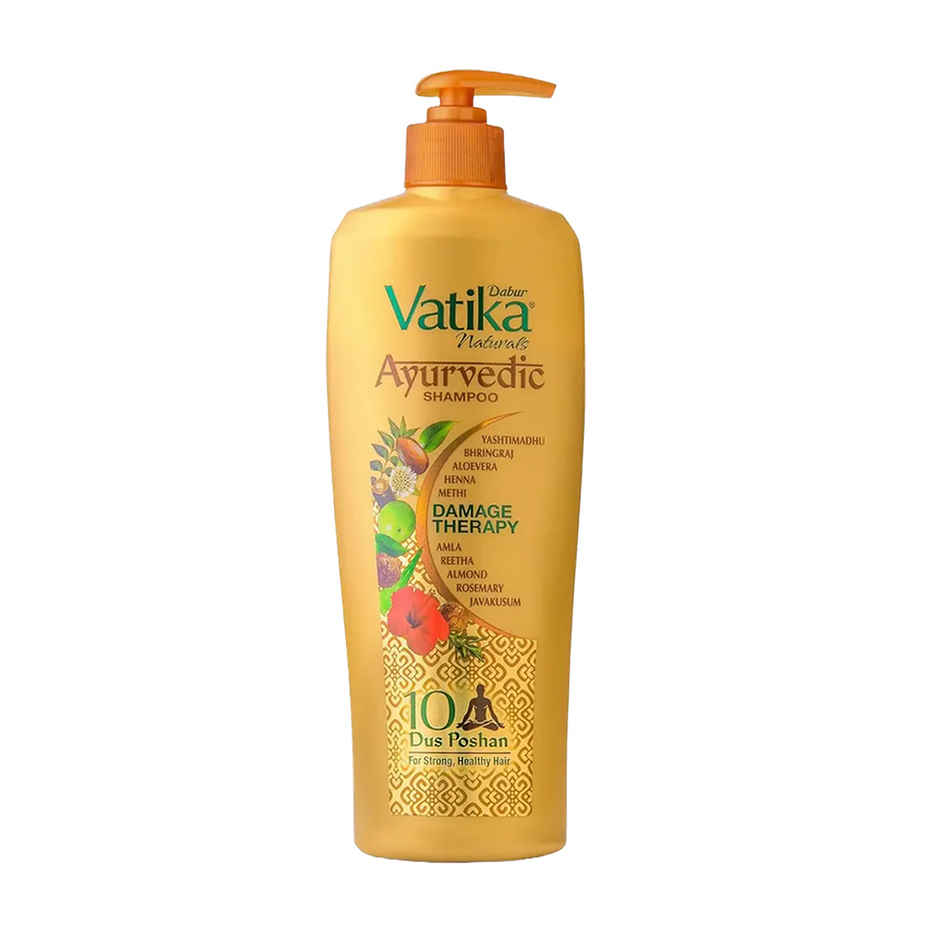 Dabur Vatika Naturals Ayurvedic Shampoo with 2X Damage Protection Combo
