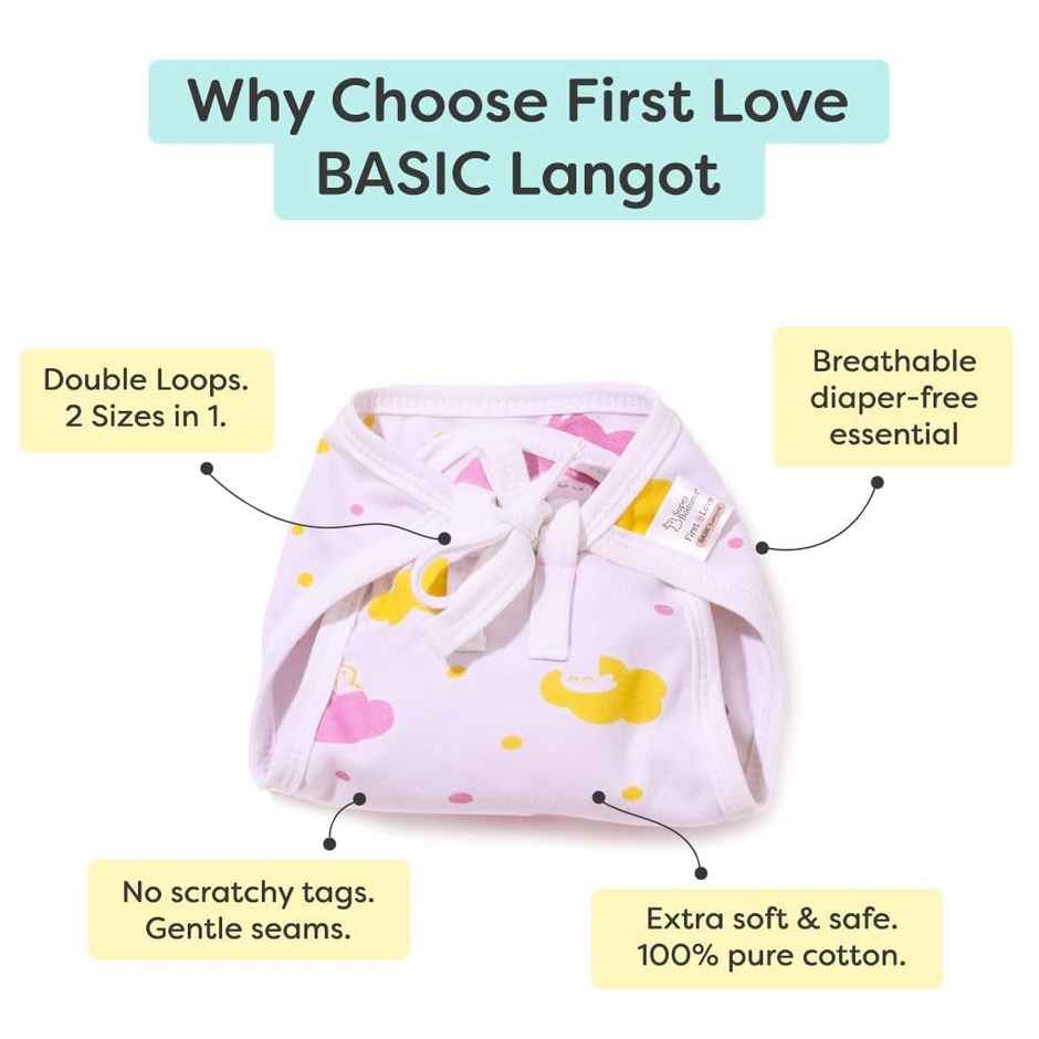 Superbottoms Pack of 6 BASIC 100% Cotton Langot, Double Layered, Soft & Breathable (Up to 5Kg)