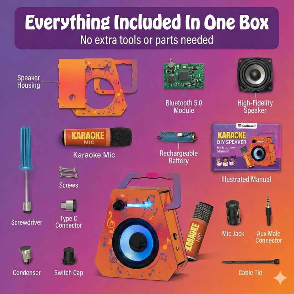 Physics Wallah DIY Karaoke Speaker Kit for Kids | STEM Educational Bluetooth Speaker with Mic