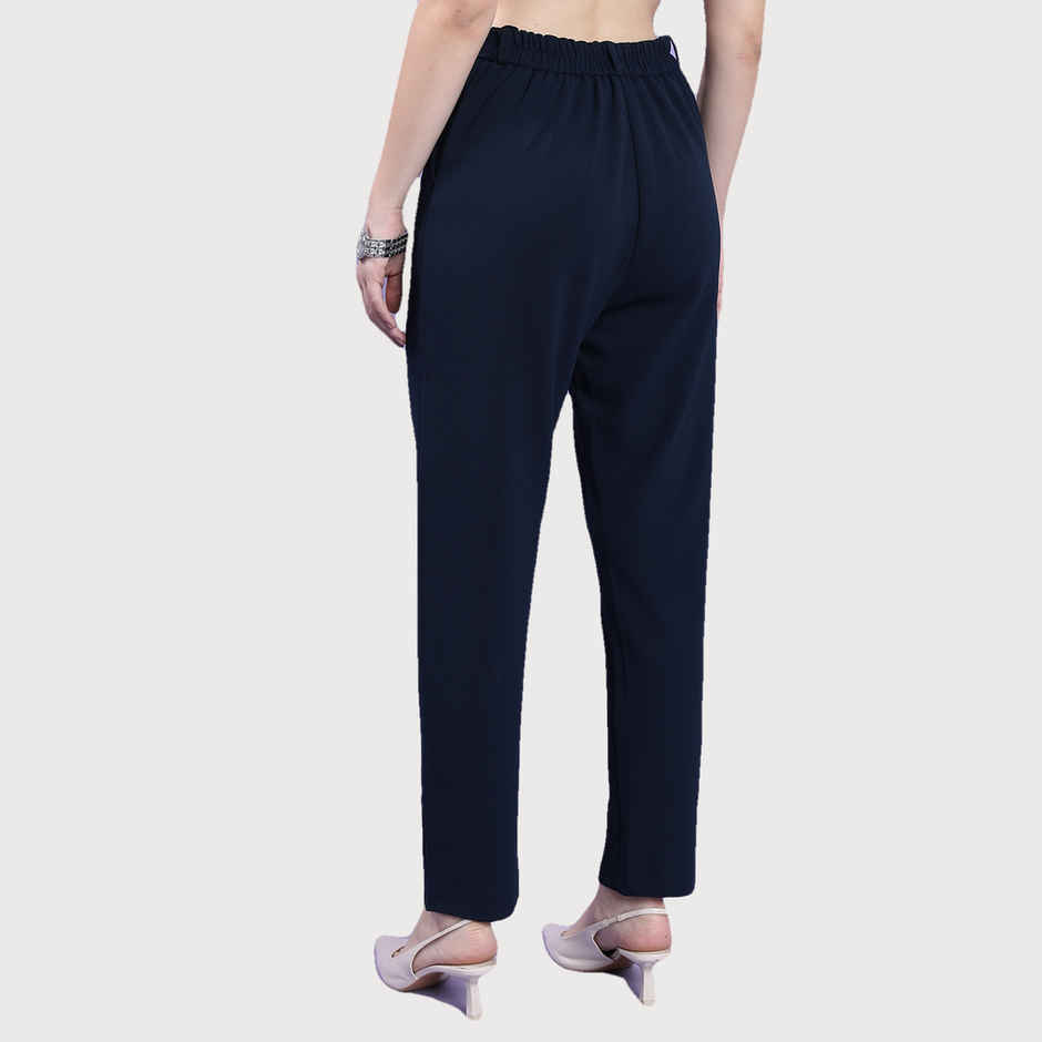Tokyo Talkies Women's High Rise Slim Fit Trouser | Blue - 32