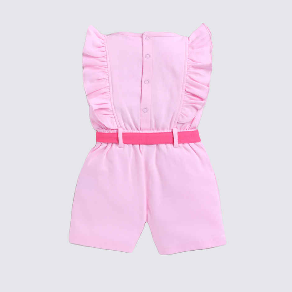 Mom's Love Girls' Printed Cotton Rompers | Pink | 06 - 09 months