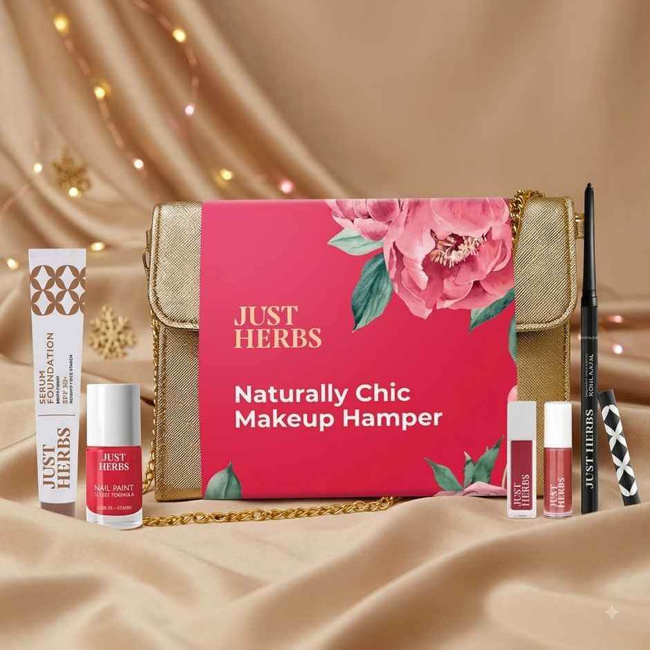 Just Herbs Naturally Chic Makeup Hamper Gift Set with Sling Bag | Complete 5 in 1 Makeup Essentials