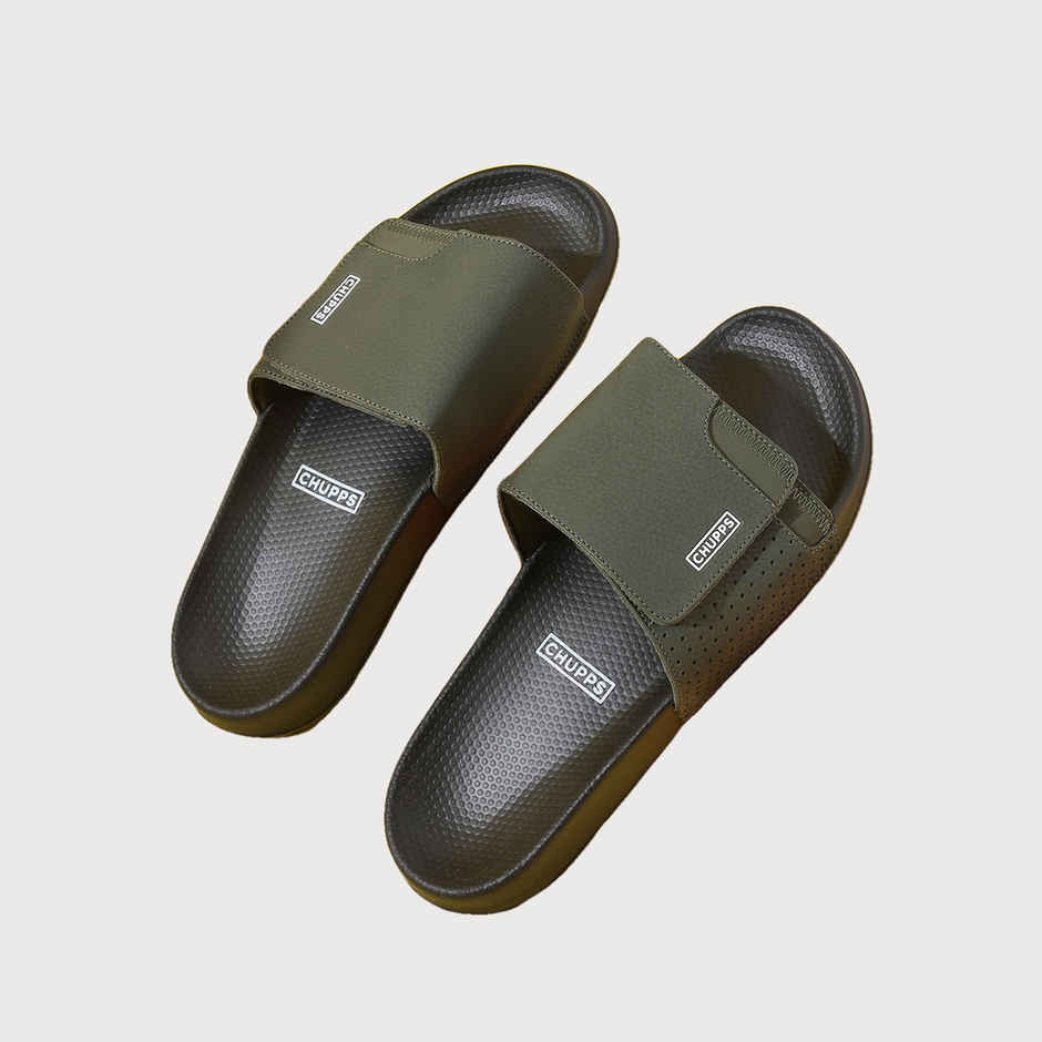 Chupps Solid Hues Black - Olive Men's | Casual Slider UK8