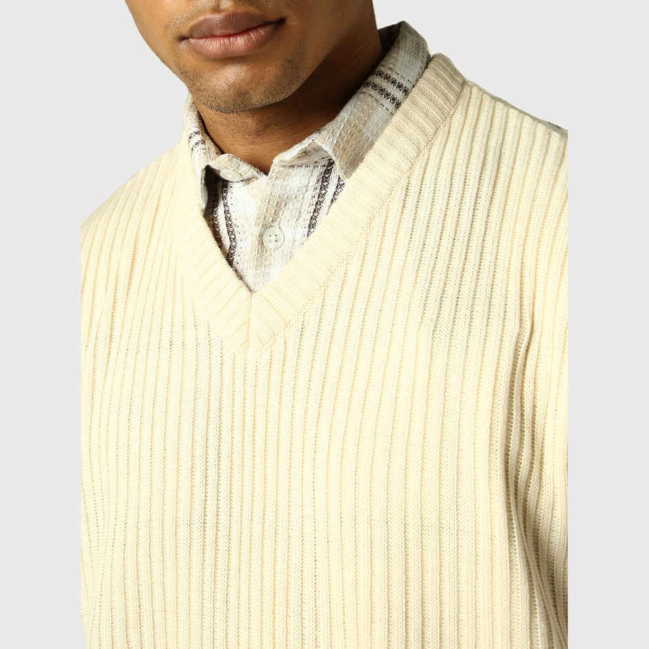 Hubberholme Men's Striped Pullover | Cream - S