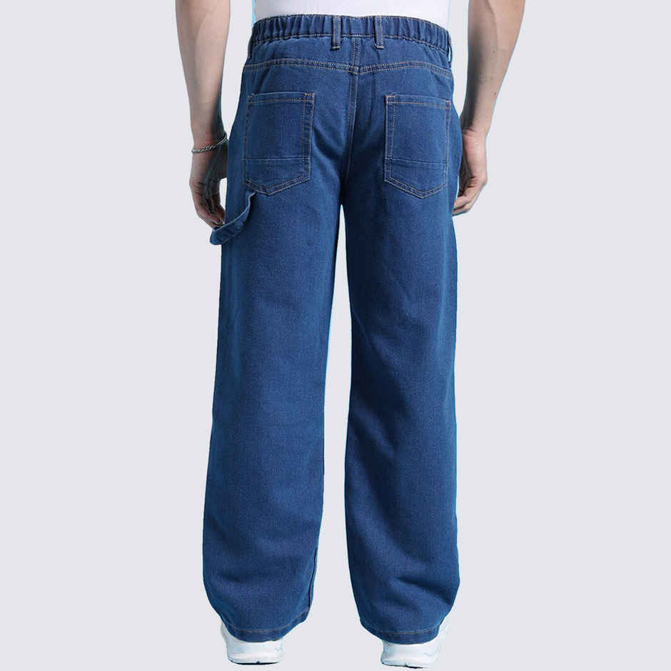The Indian Garage Co Men's G371 Baggy Fit Solid Street Jeans | Solid Blue | 32