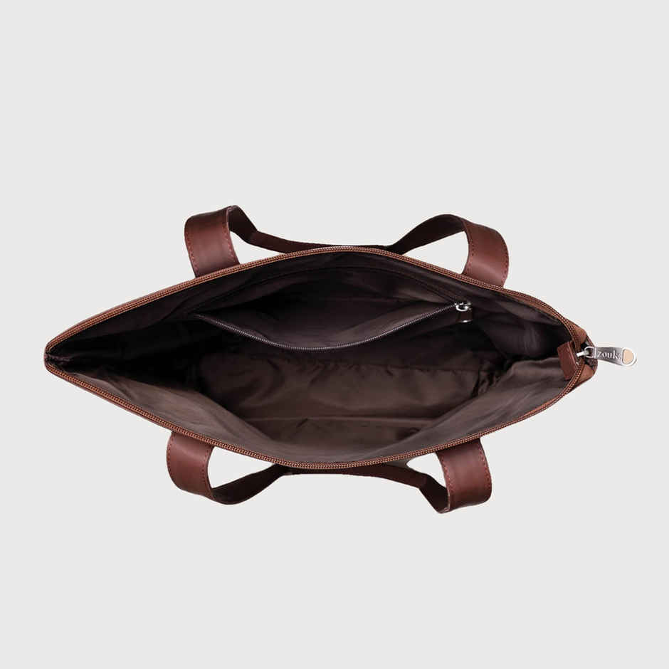 Zouk Women's Vegan Leather 15.5 L Double Handle Tote Bag | Black - Standard