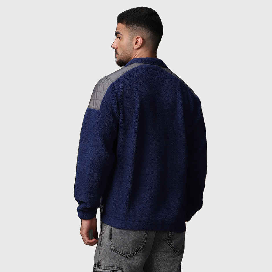 High Star Men's Self Design Sweatshirt | Blue - L