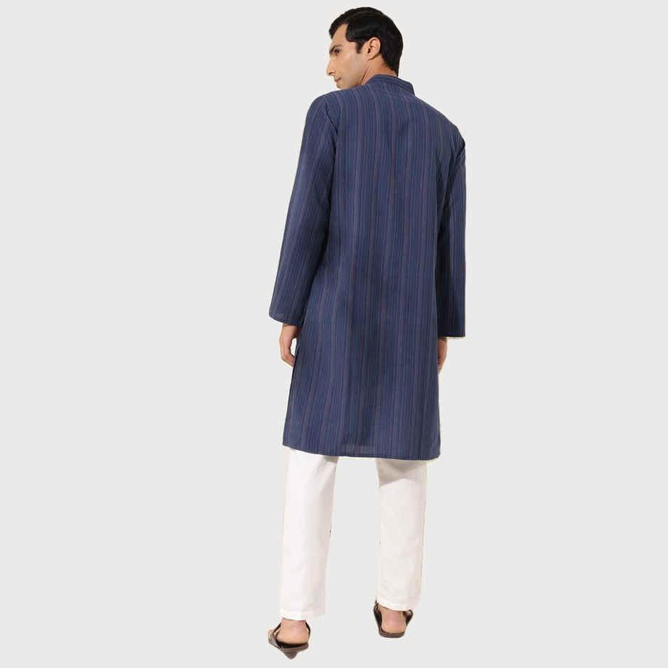 Fabindia Men's Long Kurta | Navy - M