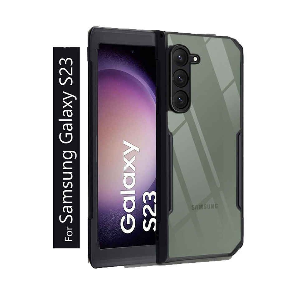 Kwine Case Samsung Galaxy S23 Back Cover - Black Bordered Transparent Case