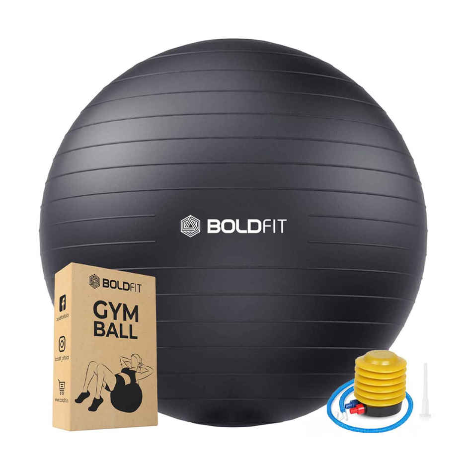 Boldfit Gym Ball For Exercise 55 cm Exercise Ball With Foot Pump-Black