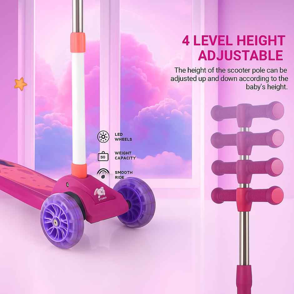 Storio Kick Scooter for Kids | Foldable Lightweight Scooter - Purple