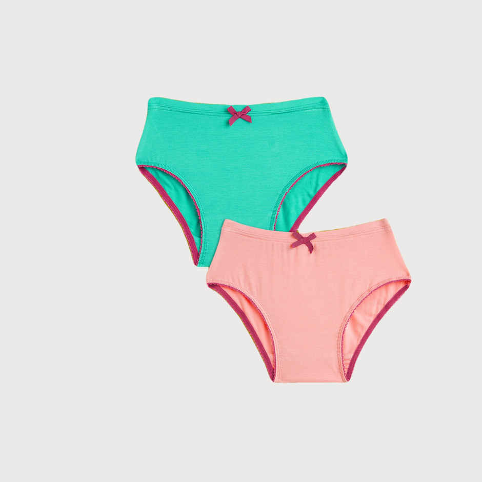 XY Life Hipsters for Girls, Modal, Antimicrobial - Aqua Green+Frost Pink | 11-12Y| Pack Of 2 Panty