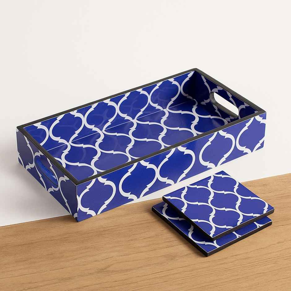 Sanjeev Kapoor By OGGN Mdf Meena Mugal Printed Tray - 10 x 6 with Coaster