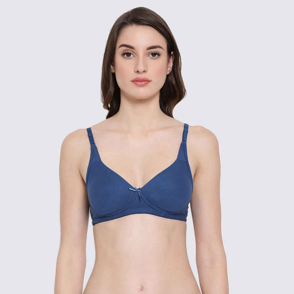 Clovia Women Non-Padded Non-Wired Full Coverage T-Shirt Bra - Blue, Black | 36D
