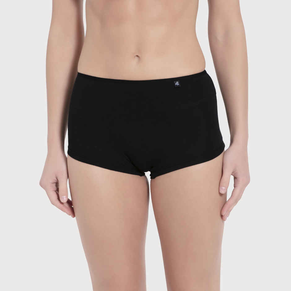 Jockey SS04 Women's Super Combed Cotton Elastane Stretch Underwear BoyShorts|Concealed Waistband | Black-S