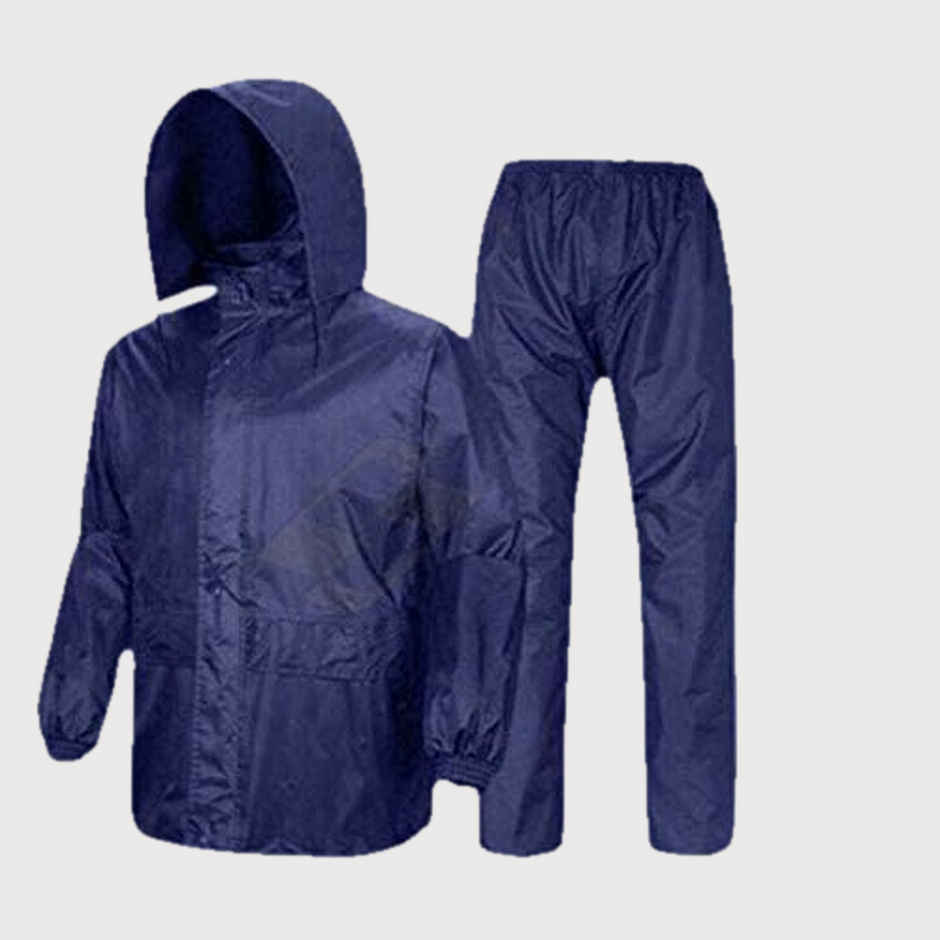 INFISPACE Adult Unisex Polyester Raincoat Suit with Adjustable Cap & Pockets Blue Color 3XL