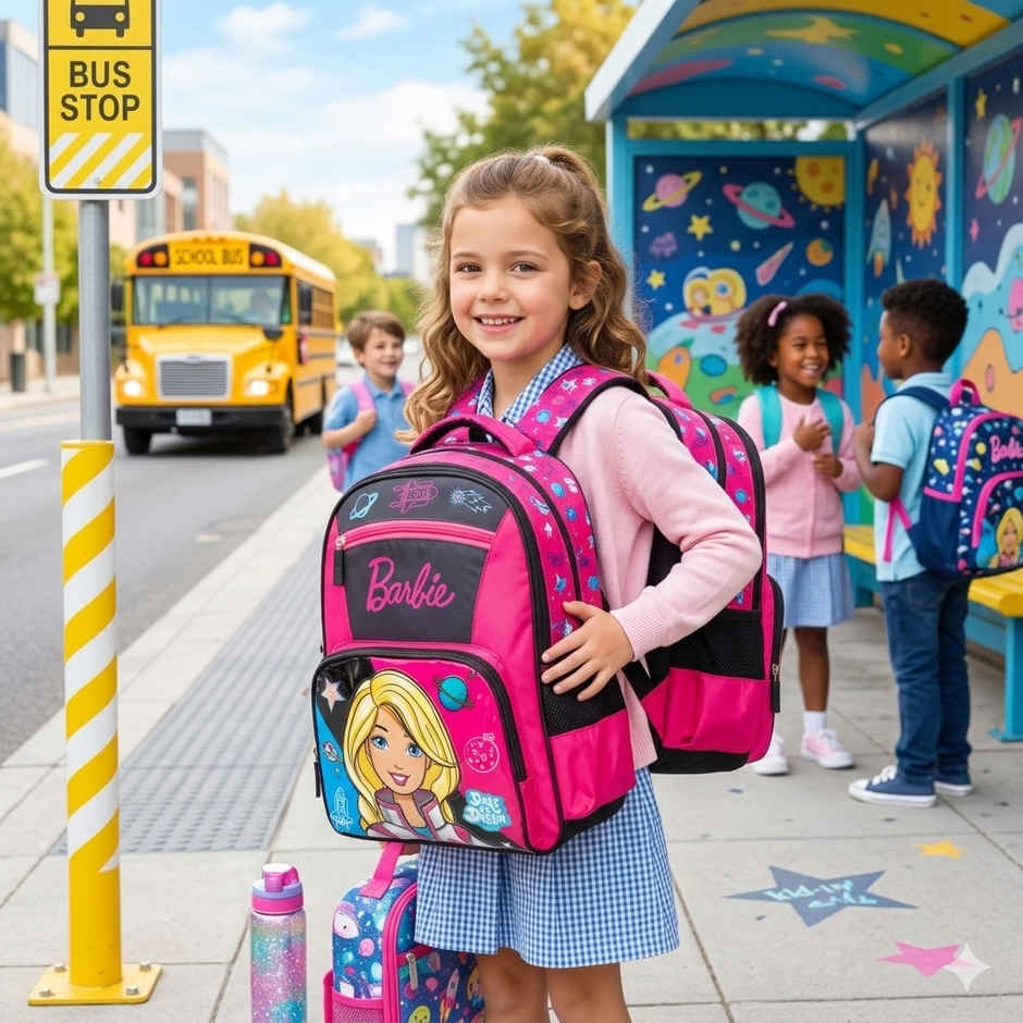 Striders Barbie School Bag for Girls 16 Inch Comfortable & Spacious Kids Backpack