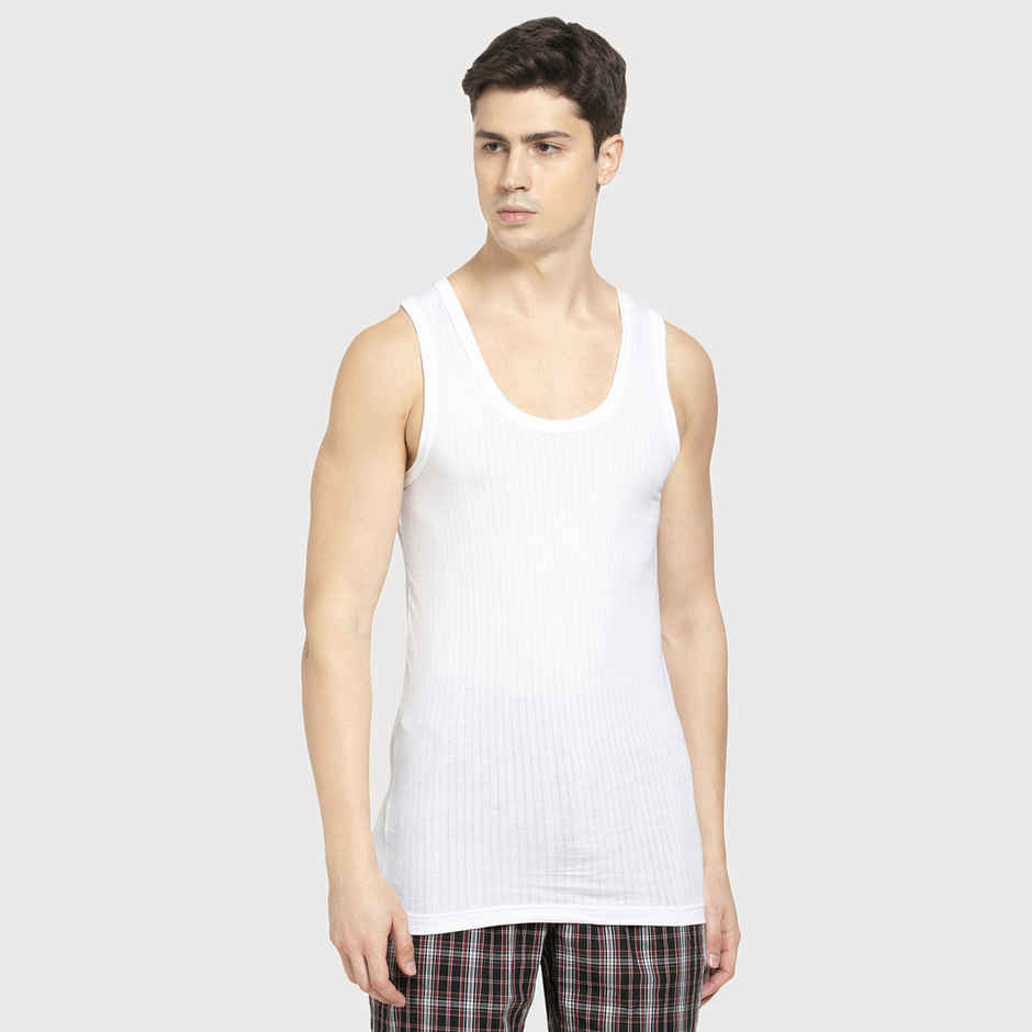 Jockey 8816 Men's Super Combed Cotton Sleeveless Vest|Extended Length|Easy Tuck | White-80