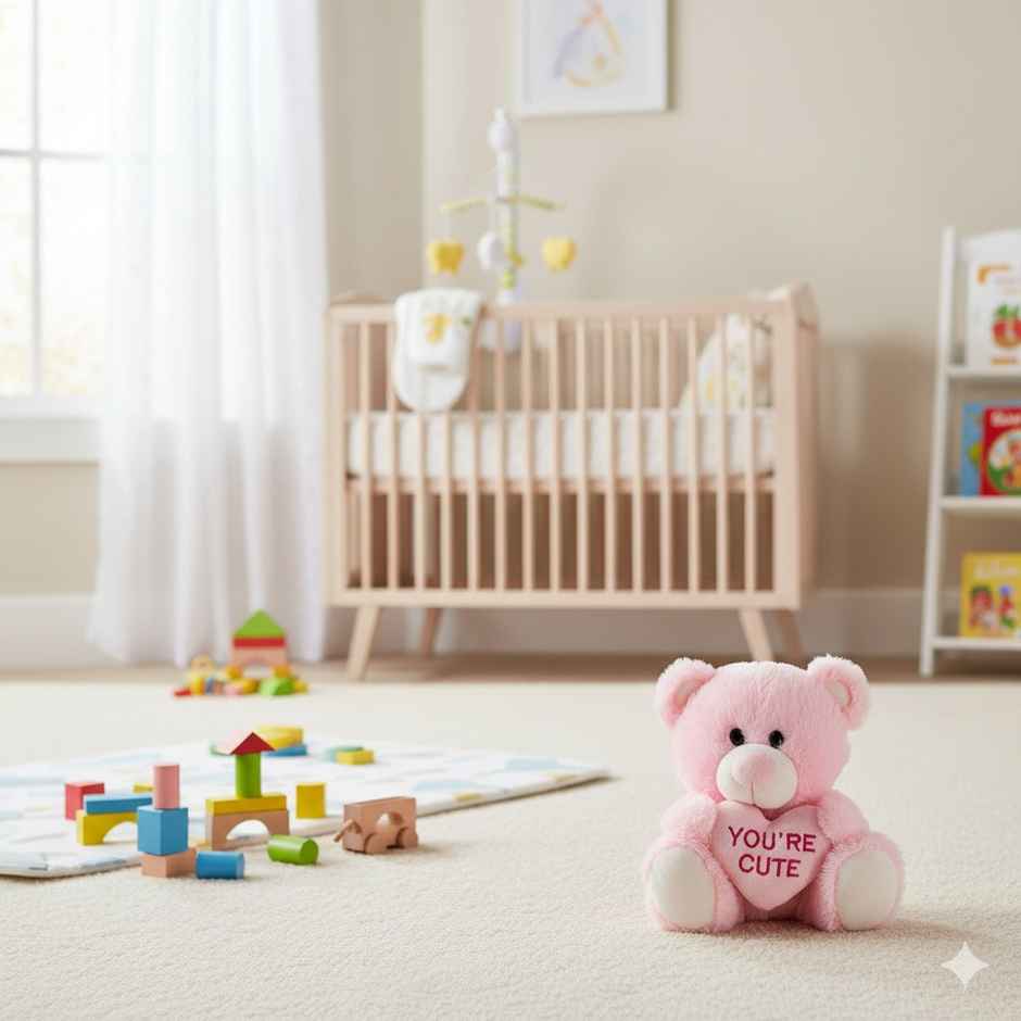 DearJoy Teddy Bear with Message on a Heart Pink 30 cm