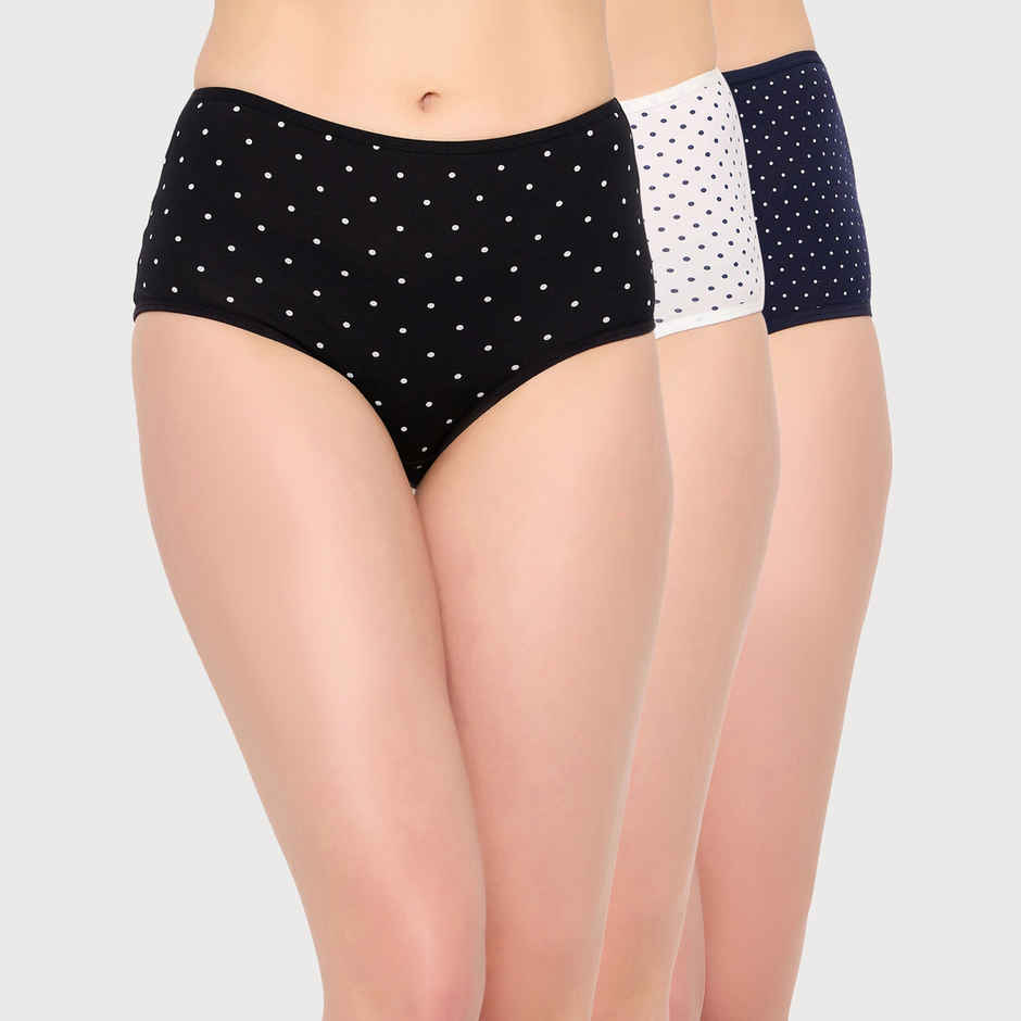 Clovia Pack Of 3 High Waist Striped Hipster Panties - Cotton-L