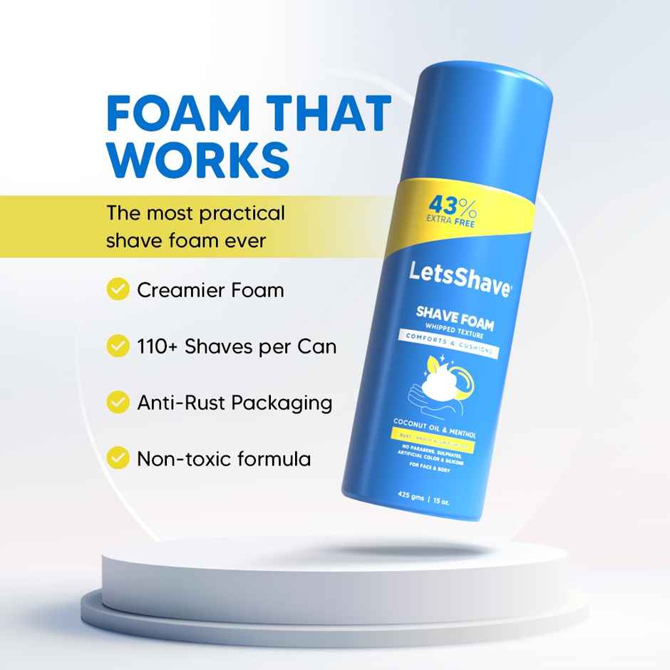 LetsShave Sensitive Shave Foam | Paraben & Sulphate Free, Coconut Oil & Menthol, Rust-Proof Can