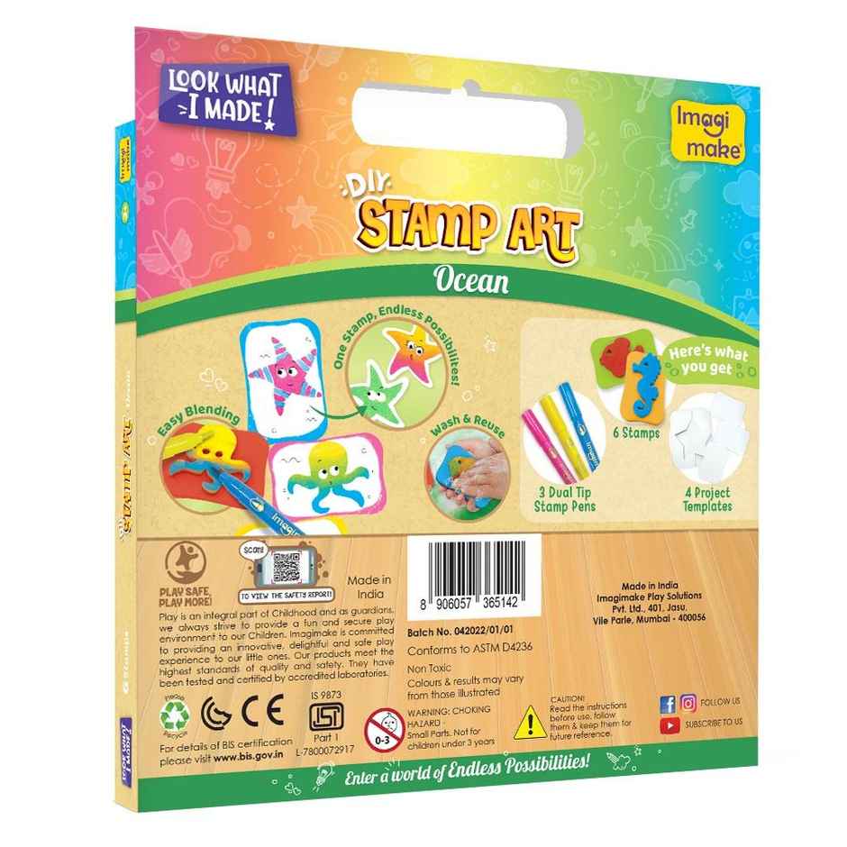 Imagimake DIY Stamp Art - Ocean | Art & Craft Toy Kit Gifting for Kids (3+ Years)