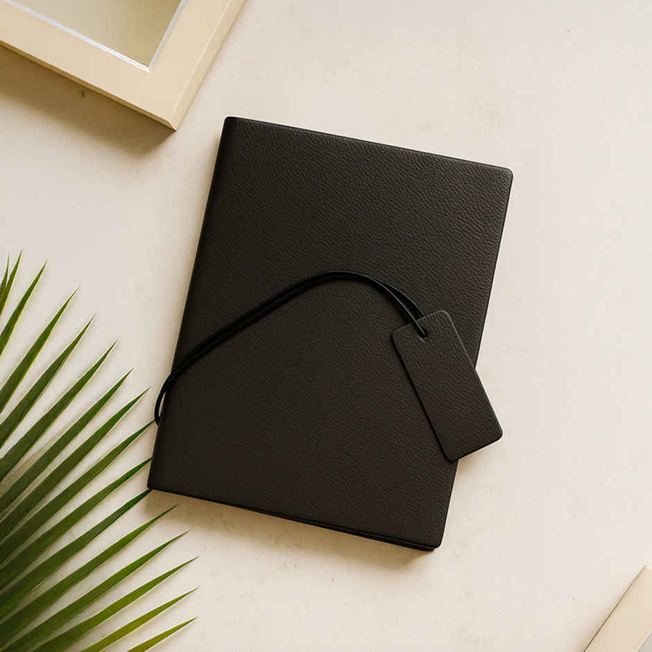Abk A5 Flexi Journal with Leather Bookmark | Black | 192 Pages