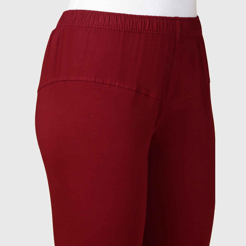 PYNK By Lux Cozi Women Ultra Soft 360 Stretch Premium Cotton Churidar Leggings | Maroon | Free Size