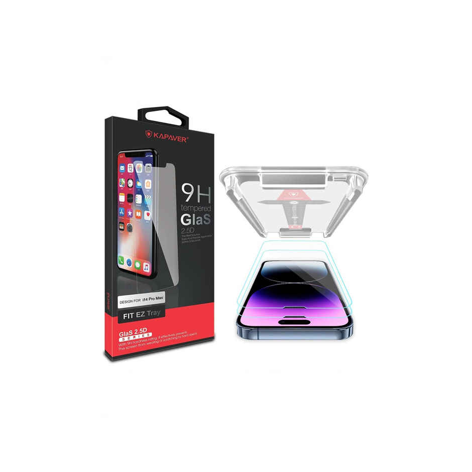 Kapaver Iphone 14 Pro Max Tempered Glass Screen Protector Guard | Easy Fit - 2 Pack