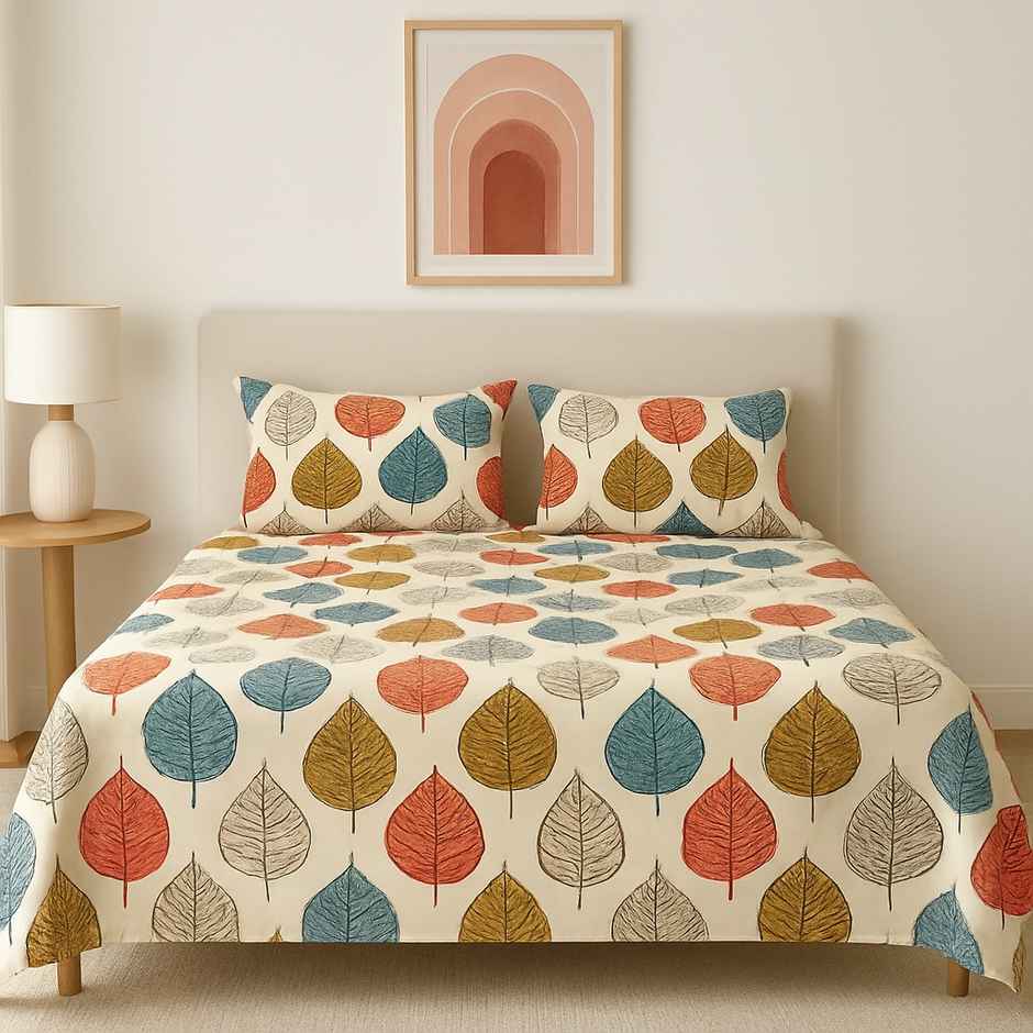 Elegant Weavers Naples Double Microfibre Floral Bedsheet | 2 Pillow Covers | Multicolor