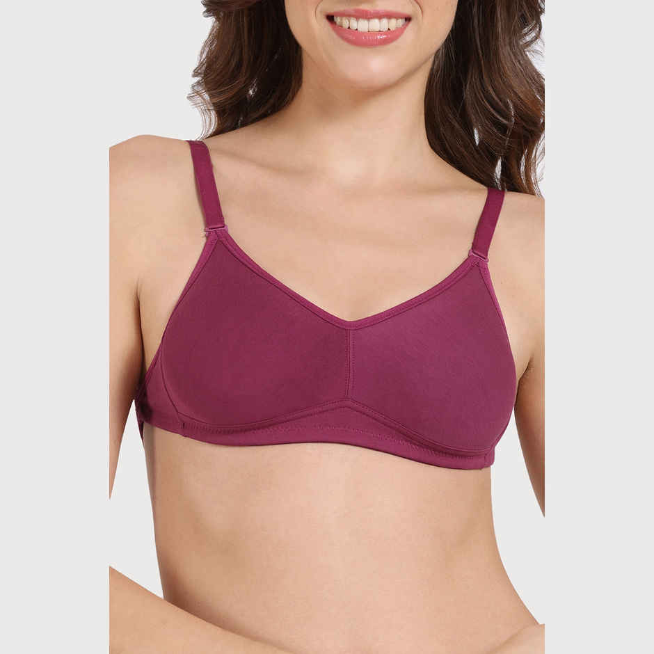 Zivame Women's Basics Double Layered Non Wired Full Coverage Backless Bra | Beet Red - 32B