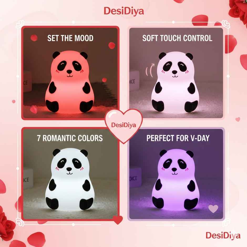 DesiDiya Panda LED Night Light - White | Color Changing - 1 pc