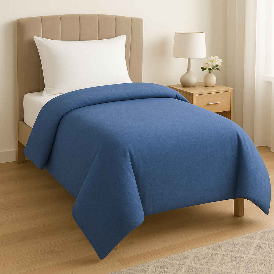 Elegant Weavers Single Blanket Solid Blue -1 pc | 130 cm x 215 cm