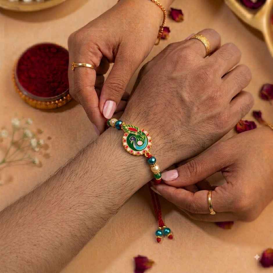 Royal Peacock Meenakari Rakhi for Brother | Pack of 1 | Tomuncle