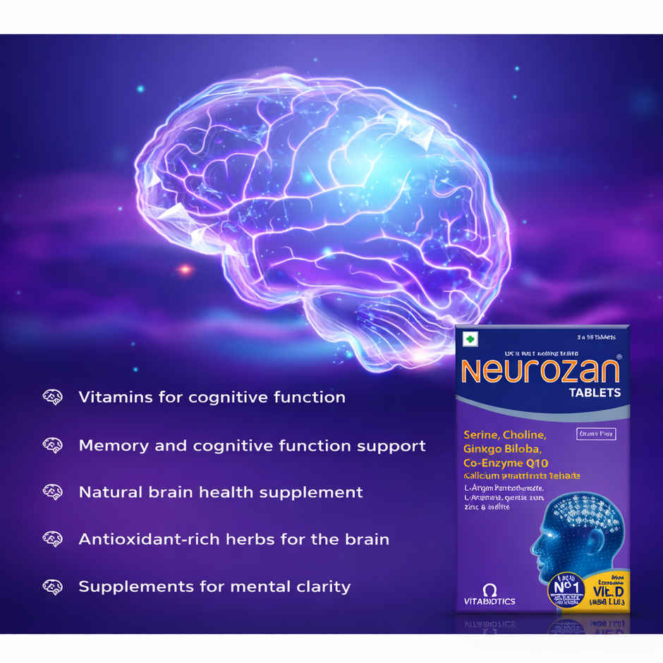 Neurozan Tablet with Serine Choline Gingko Biloba and Coenzyme Q10 Gluten Free