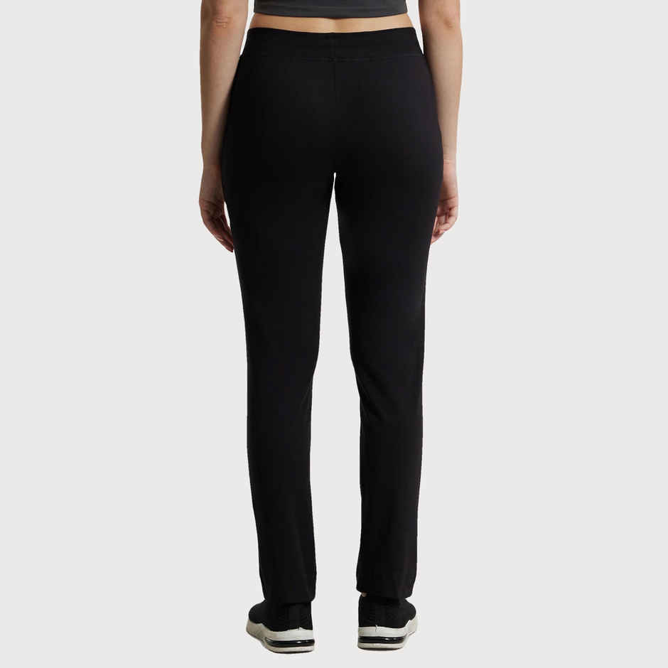 Jockey 1301 Women's Super Combed Cotton Trackpants|Slim Fit|Side Pockets | Black-L