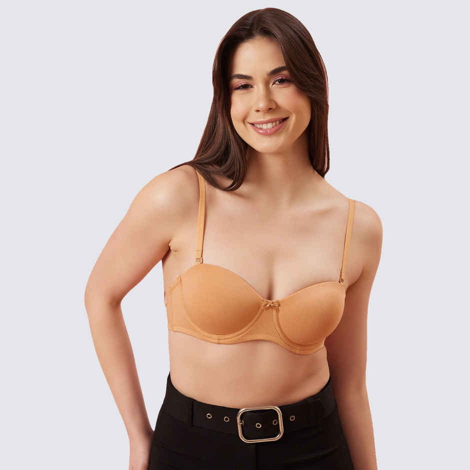 Clovia Women Cotton Padded Underwired Multiway Strapless Balconette T-Shirt Bra | Nude | 38D