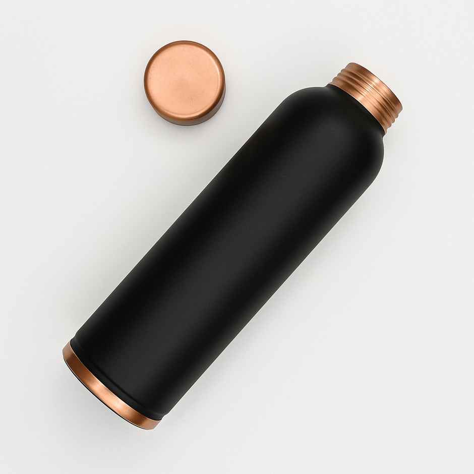OGGN Copper Water Bottle For Daily & Office Use 950 ml, Black |Pure Copper