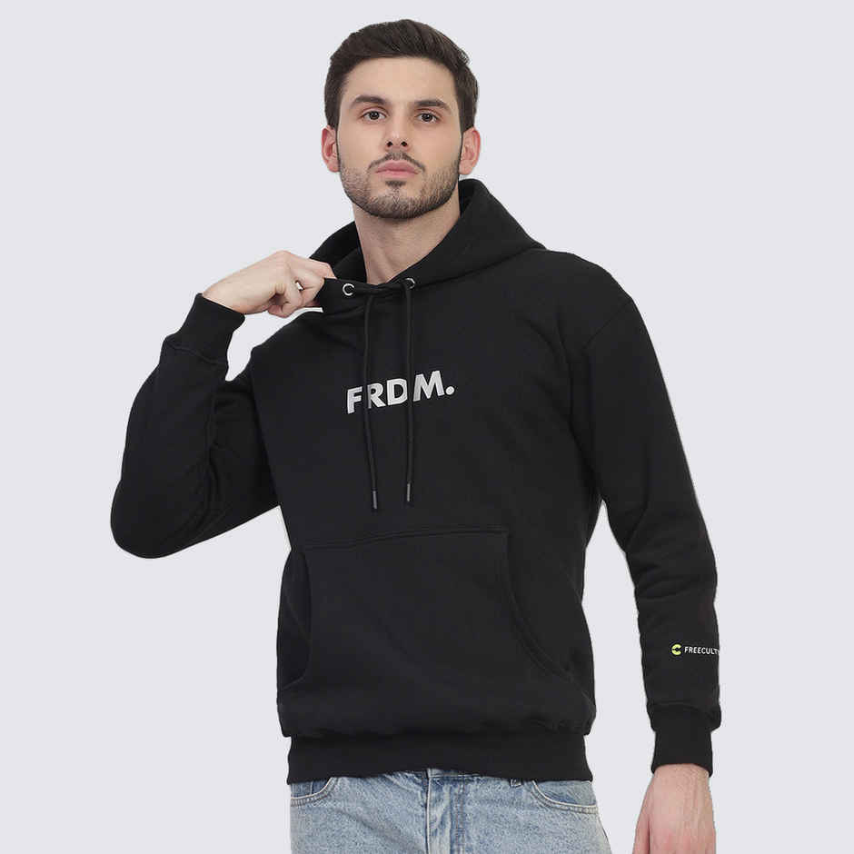 Freecultr Men's Frdm | Cotton Fleece | Relaxed Fit Hoodie Velvet Black - L